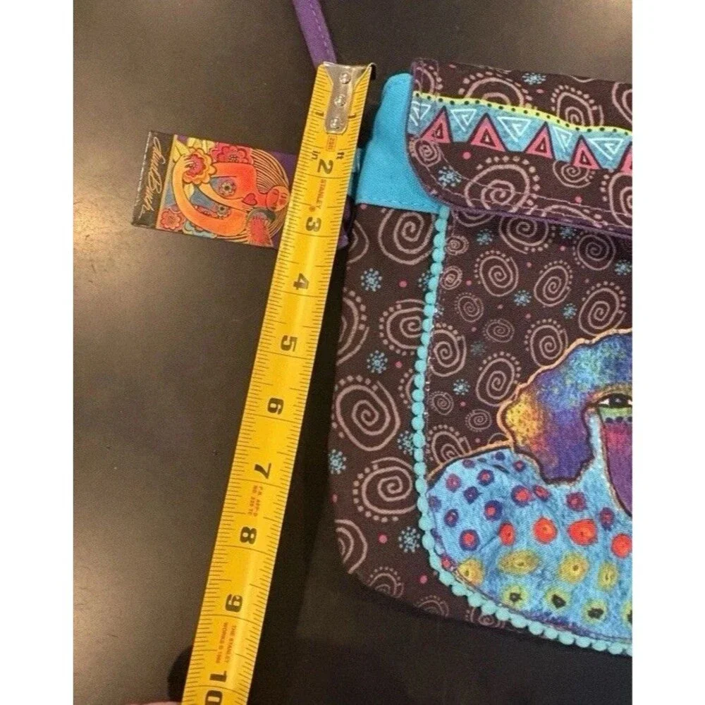Laurel Burch Shoulder Bag Multicolor Dogs Poodles Canvas Artsy Boho Vtg